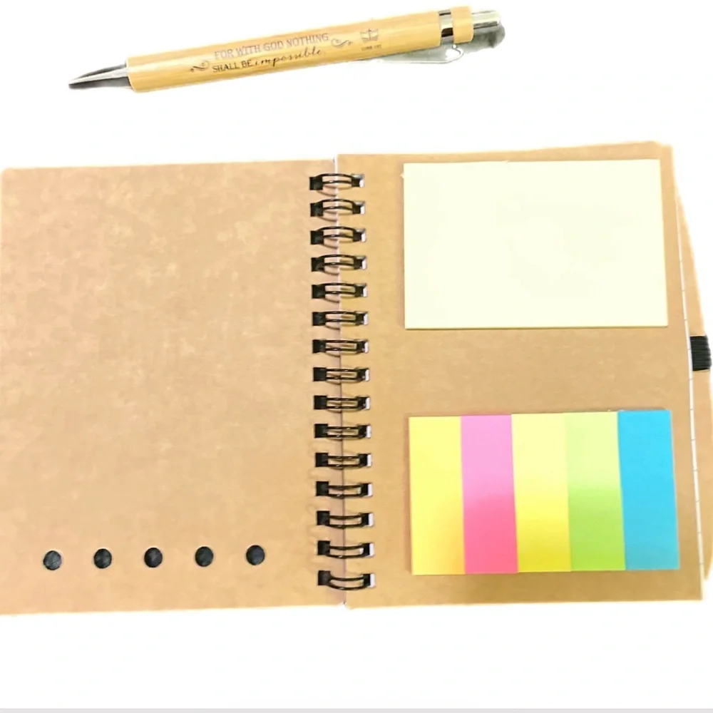 10 gift sets Christian Spiral Notebook W/Bible Verse,Bamboo Pen+matching+Journal